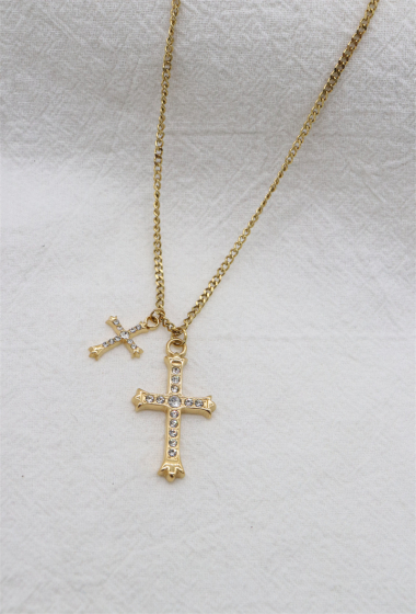 Grossiste Orient Express - Collier croix en acier inoxydable