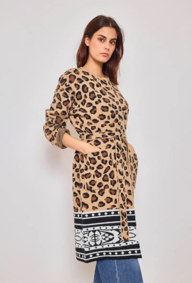 Wholesaler Orlinn - Leopard long cardigan with belt