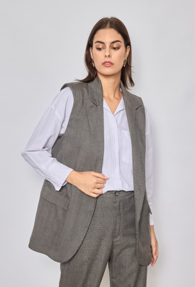 Grossiste Orlinn - Veste blazer sans manches Prince de Galles