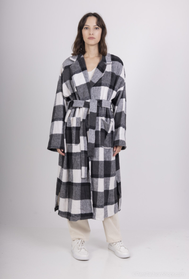 Wholesaler PANEIGE PARIS - Long checked coat with belt