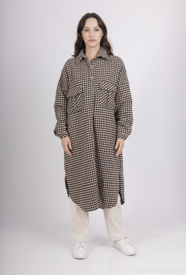 Wholesaler PANEIGE PARIS - Long houndstooth coat with pockets