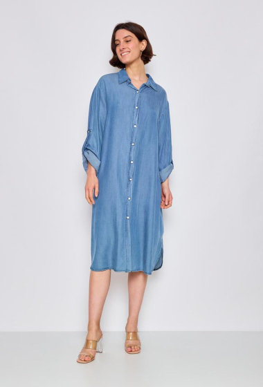 Grossiste PANEIGE PARIS - Robe courte en jean - Grande Taille