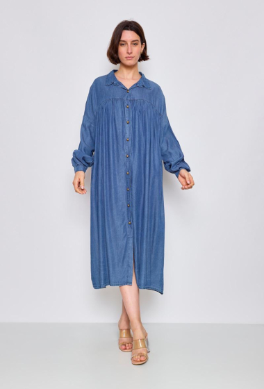 Wholesaler PANEIGE PARIS - Long denim dress - Plus Size