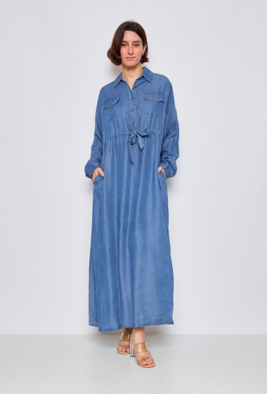 Wholesaler PANEIGE PARIS - Long denim dress - Plus Size