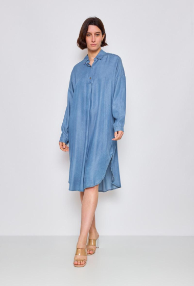 Wholesaler PANEIGE PARIS - Mid-length denim dress - Plus Size