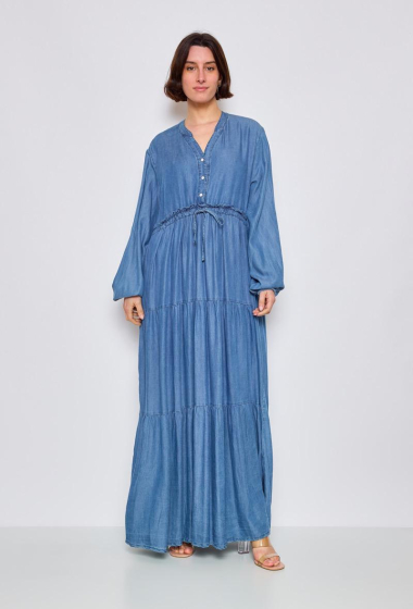 Grossiste PANEIGE PARIS - Robe mi longue en jean - Grande Taille