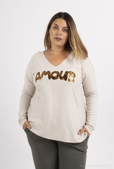 Grossiste Pépouz' Paris - Plus size Pull amour grande taille léopard