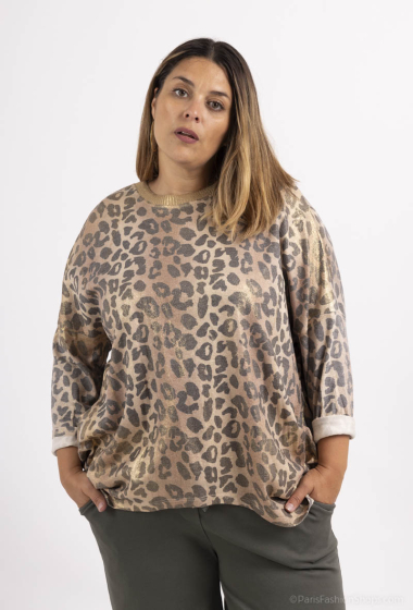 Wholesaler Pépouz' Paris - Plus size leopard pocket sweatshirt