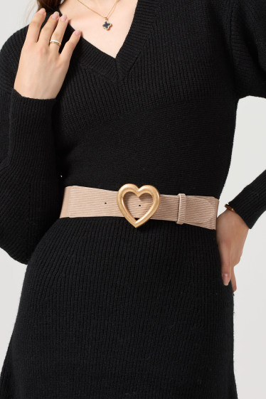 Wholesaler Phanie Mode (Phanie accessories) - Ribbed elastic belt with heart buckle