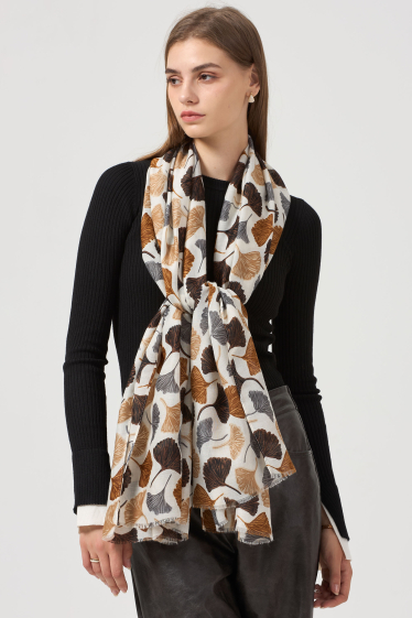 Grossiste Phanie Mode (Phanie accessories) - Foulard imprimé gingko all-over