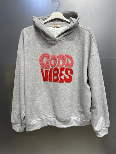 Wholesaler PINKA - Hooded Sweatshirt With GoodVibes Front