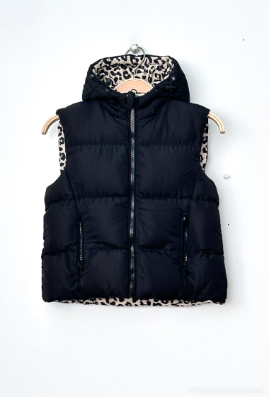 Wholesaler PM Mère & Fille - Reversible leopard sleeveless down jacket