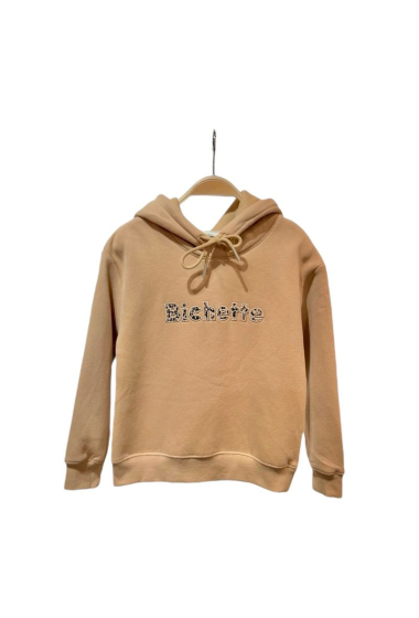 Grossiste PM Mère & Fille - Sweat à capuche avec inscription "Bichette"