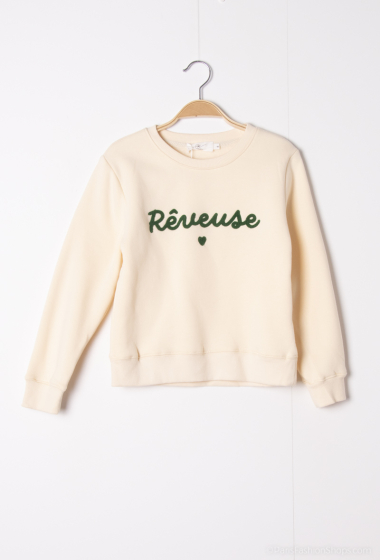 Grossiste PM Mère & Fille - Sweat à inscription "Rêveuse"