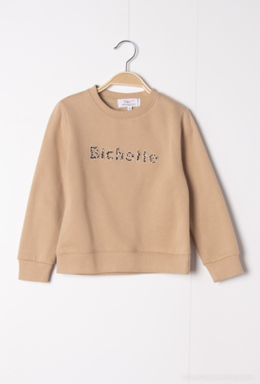 Wholesaler PM Mère & Fille - Heart embroidery lace collar sweatshirt