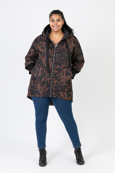 Wholesaler Pomme Rouge Paris - Chocolate print down jacket (C6628)