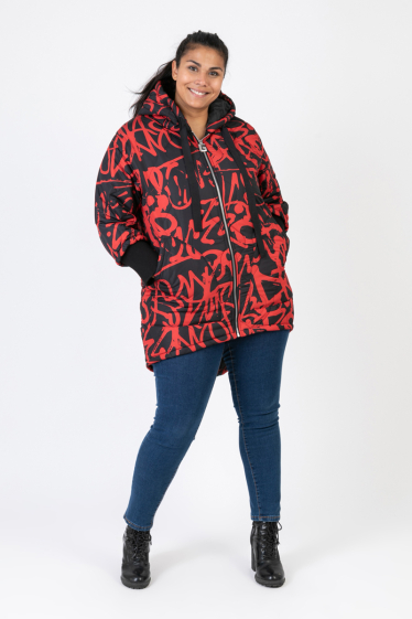 Wholesaler Pomme Rouge Paris - Red printed down jacket (C6628)