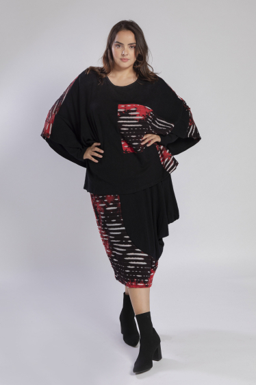 Wholesaler Pomme Rouge Paris - Poncho + skirt set (A828)