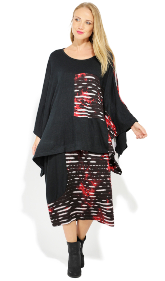 Wholesaler Pomme Rouge Paris - Poncho + skirt set (A828)