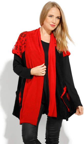 Grossiste Pomme Rouge Paris - Ensemble sous plus + gilet sans manche noir (A580)