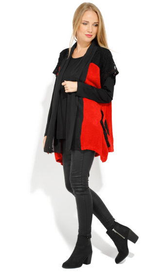 Grossiste Pomme Rouge Paris - Ensemble sous plus + gilet sans manche rouge (A580)