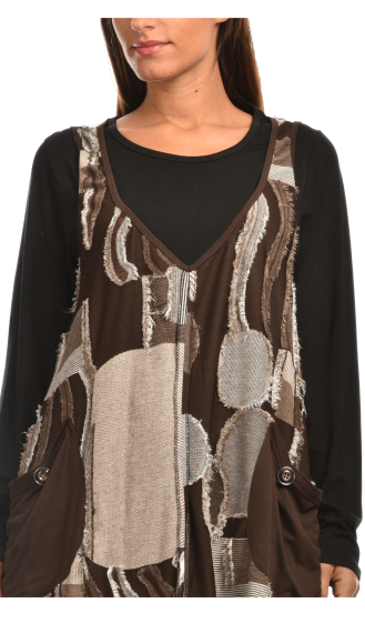 Wholesaler Pomme Rouge Paris - Chocolate print top and sweater set (A506)