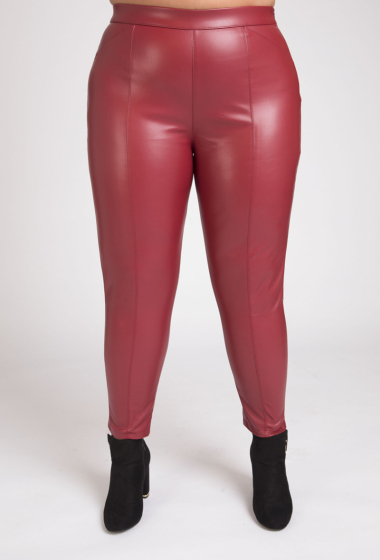 Großhändler Pomme Rouge Paris - Schmale Leggings aus rotem Kunstleder (B305)