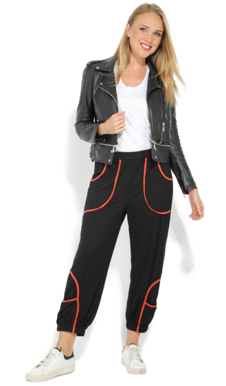 Grossiste Pomme Rouge Paris - Pantalon avec nervure rouge (B88)