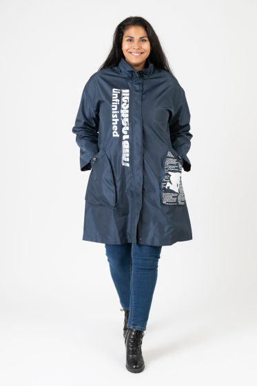 Wholesaler Pomme Rouge Paris - Parka with blue inscriptions (CA6656)