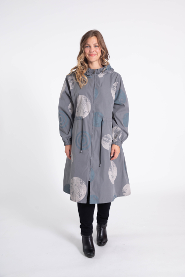 Wholesaler Pomme Rouge Paris - Gray polka dot print parka (CA6508)