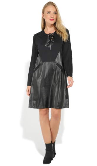 Wholesaler Pomme Rouge Paris - Faux Leather Dress (A808)