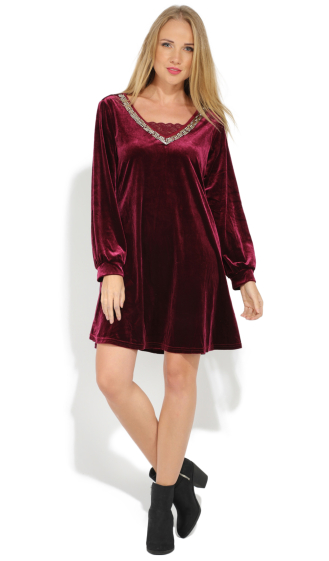 Wholesaler Pomme Rouge Paris - Plus Size Velvet Dress (A395)