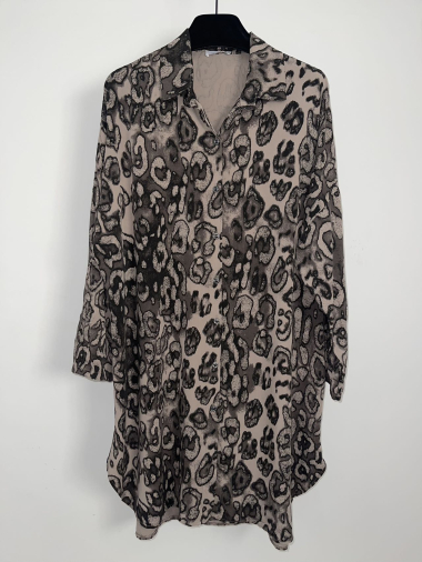 Wholesaler Pomme Rouge Paris - Taupe leopard print dress (T3227)