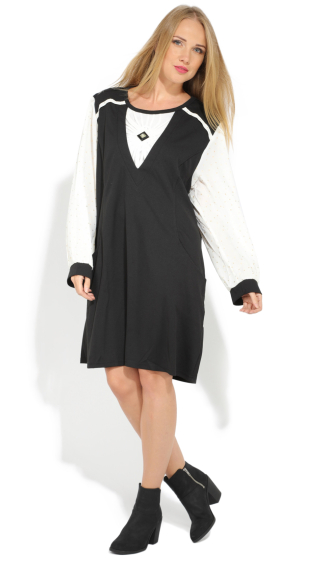 Wholesaler Pomme Rouge Paris - Black and white dress (A812)