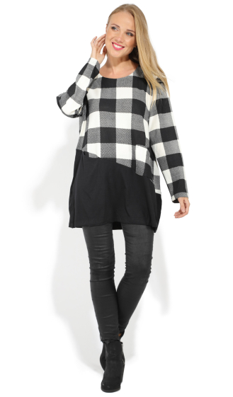 Wholesaler Pomme Rouge Paris - White Check Tunic (A730)