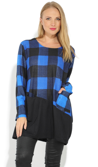 Wholesaler Pomme Rouge Paris - Blue Check Tunic (A730)