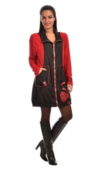 Wholesaler Pomme Rouge Paris - Two-tone tunic with black stand-up collar (A619)