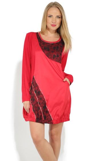 Wholesaler Pomme Rouge Paris - Fitted tunic with lace (A625)