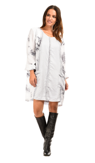 Wholesaler Pomme Rouge Paris - Gray printed ripped effect tunic (A707)