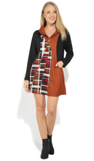 Wholesaler Pomme Rouge Paris - Check print tunic (A515)