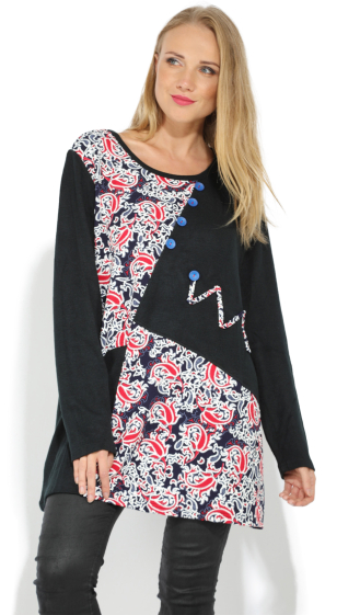 Wholesaler Pomme Rouge Paris - Semi printed tunic (A736)