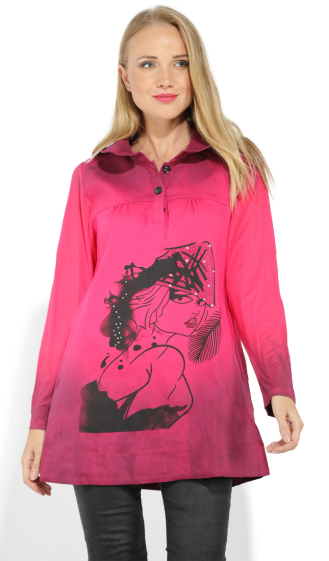 Wholesaler Pomme Rouge Paris - Pink tie and dye tunic (A723)