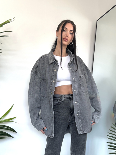 Grossiste Redial - Surchemise en denim gris oversize