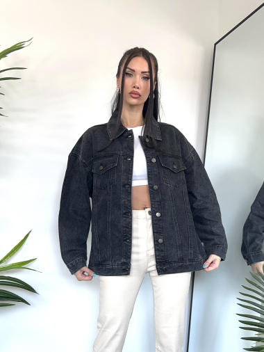 Grossiste Redial - Veste en jean noir oversize