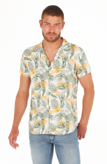 Mayorista RMS 26 BY FRANCE DENIM - Camisa de viscosa tropical blanca