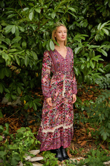 Wholesaler Rosa Fashion - Long printed shirtdress