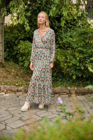 Wholesaler Rosa Fashion - Long printed wrap dress