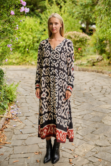 Wholesaler Rosa Fashion - Long printed wrap dress