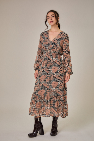 Wholesaler Rosa Fashion - Chic Printed Long Dress