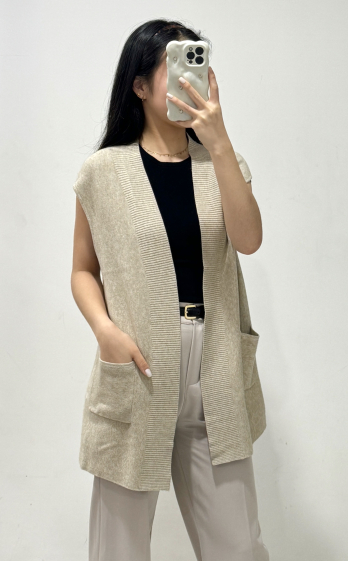 Grossiste Rosy Days - Gilet en maille sans manche à poches